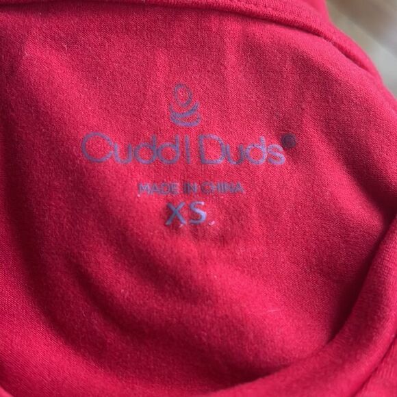 Cuddl Duds cherry red stretch jersey knit crew neck side waist tie midi. XS. - Picture 6 of 6